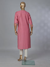 Onion pink silk thread work stylish casual kurti