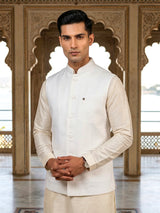 Plain white terry rayon waistcoat for men
