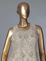 Cream silk mirror and stone embellished festive palazzo suit
