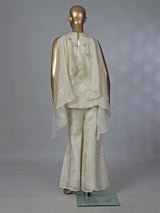Cream silk mirror and stone embellished festive palazzo suit