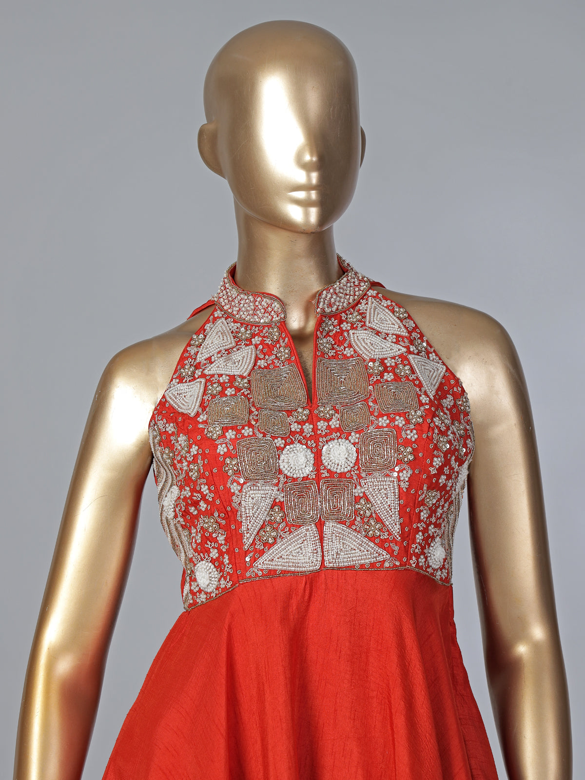 Rust orange designer silk dhoti suit with embellished dupatta