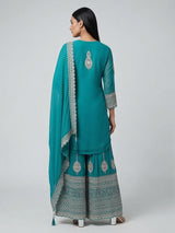 Rama green georgette pakistani style embellished palazzo suit