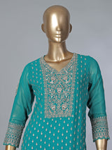 Rama green georgette pakistani style embellished palazzo suit