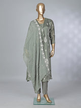 Olive silk thread embellished festive salwar suit
