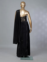 Black satin silk mirror designer suit with attached dupatta