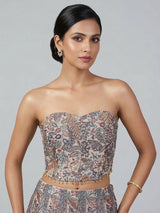 Grey georgette designer salwar suit with dupatta and palazzo