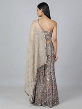 Grey georgette designer salwar suit with dupatta and palazzo