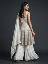 White georgette pakistani style salwar suit with palazzo