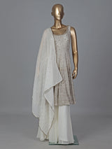 White georgette pakistani style salwar suit with palazzo