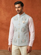 Atrractive sky blue cotton waistcoat set