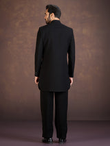 Black jacquard indo western set with beads cutdana work