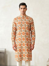 Mesmrizing beige cotton kurta for men