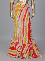 Yellow chiffon silk printed ready to wear saree