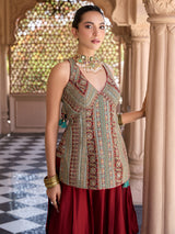 Maroon elegant silk dhoti suit for women wedding wear
