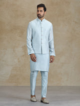 Light grey silk embroidered weaving waistcoat set