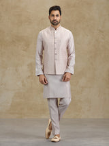 Light peach silk embroidered waistcoat set
