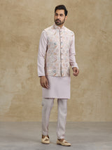 Lilac purple silk waistcoat set with thread and sequins work