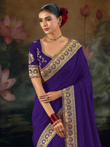 Purple festive wear munga silk saree
