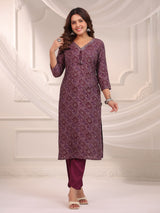 Maroon bandhej printed cotton kurti set