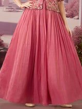 Onion pink silk jacket-style gown for weddings