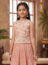 Peach wedding wear silk lehennga choli