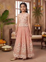 Peach wedding wear silk lehennga choli