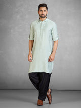 Graceful pista green cotton blend pathani suit