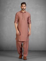 Rich rust brown cotton blend pathani suit