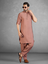 Rich rust brown cotton blend pathani suit