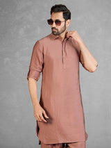 Rich rust brown cotton blend pathani suit