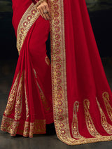 Maroon pure munga silk saree for wedding celebration