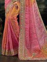 Multicolor shaded crepe saree for festive celebration