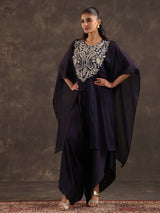 Navy blue designer organza kaftan dhoti suit with elegance