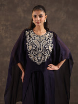 Navy blue designer organza kaftan dhoti suit with elegance