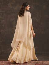 Off white organza kaftan palazzo suit with zardosi embellishments