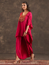 Rani pink designer kaftan dhoti suit for festive wear