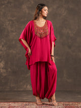 Rani pink designer kaftan dhoti suit for festive wear