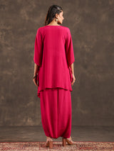 Rani pink designer kaftan dhoti suit for festive wear