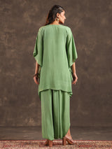 Light green designer kaftan dhoti suit with pearl embellishments