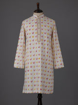 Textured cream silk kurta suit with classic zari weaving