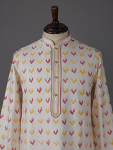 Textured cream silk kurta suit with classic zari weaving