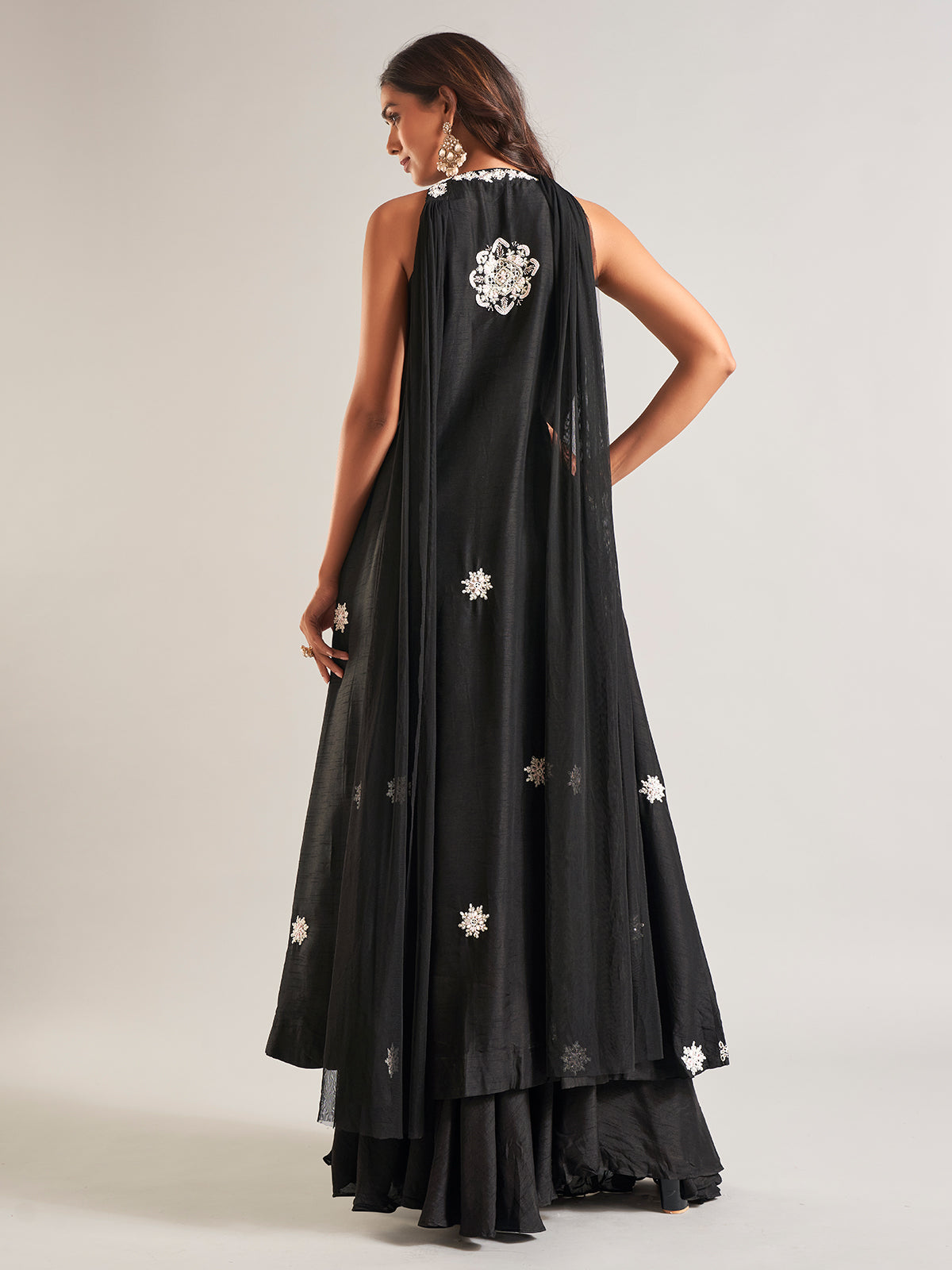 Black raw silk lehenga salwar suit for women