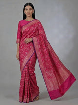 Rani pink zari saree in banarasi silk
