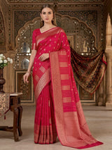 Rani pink art silk zari festive wear saree