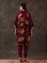 Wine viscose crepe printed kurti dhoti festive set