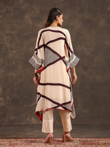 Cream viscose crepe abstract printed kurti festive set