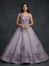 Elegant purple net gown