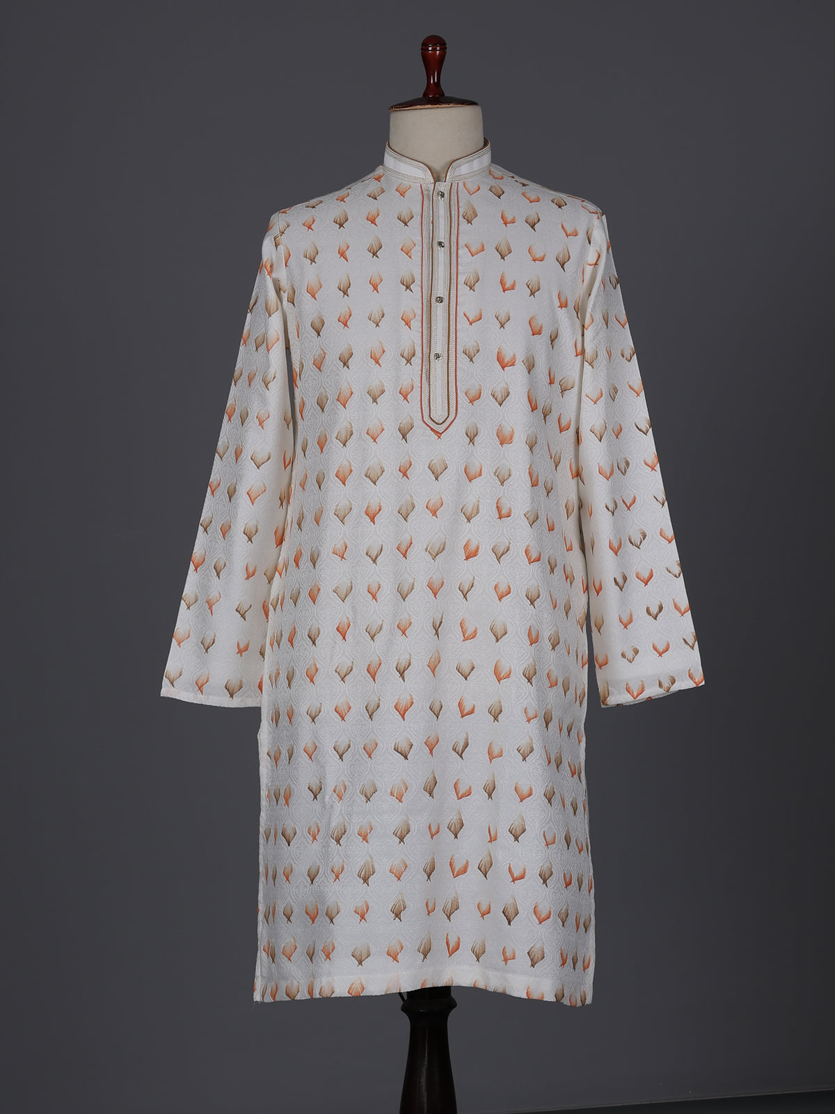 Cream textured silk festive wear kurta suit