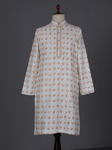 Cream textured silk festive wear kurta suit