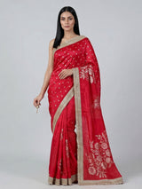 Rani pink dola silk sequins zardosi festive saree